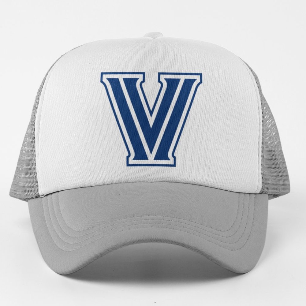 NEW Villanova Wildcats V Logo Foam Trucker Mesh Snapback Hat Grey White